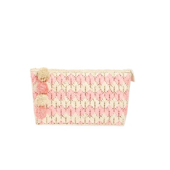BTB Los Angeles Bria Straw Clutch in Natural/Rose - Picture 2 of 8